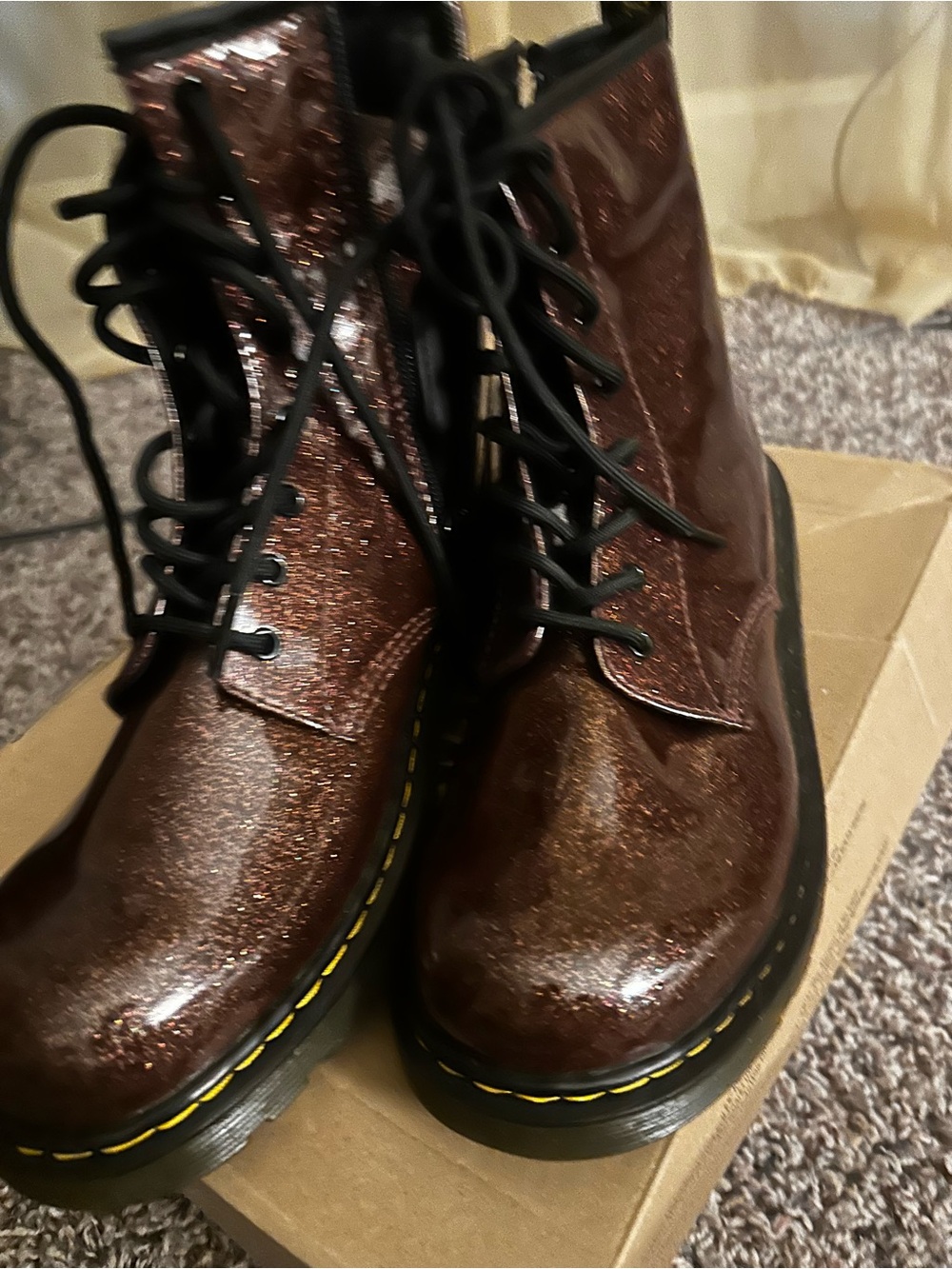 Dr. Martens Women's Brown Glitter Lace-Up Boots
